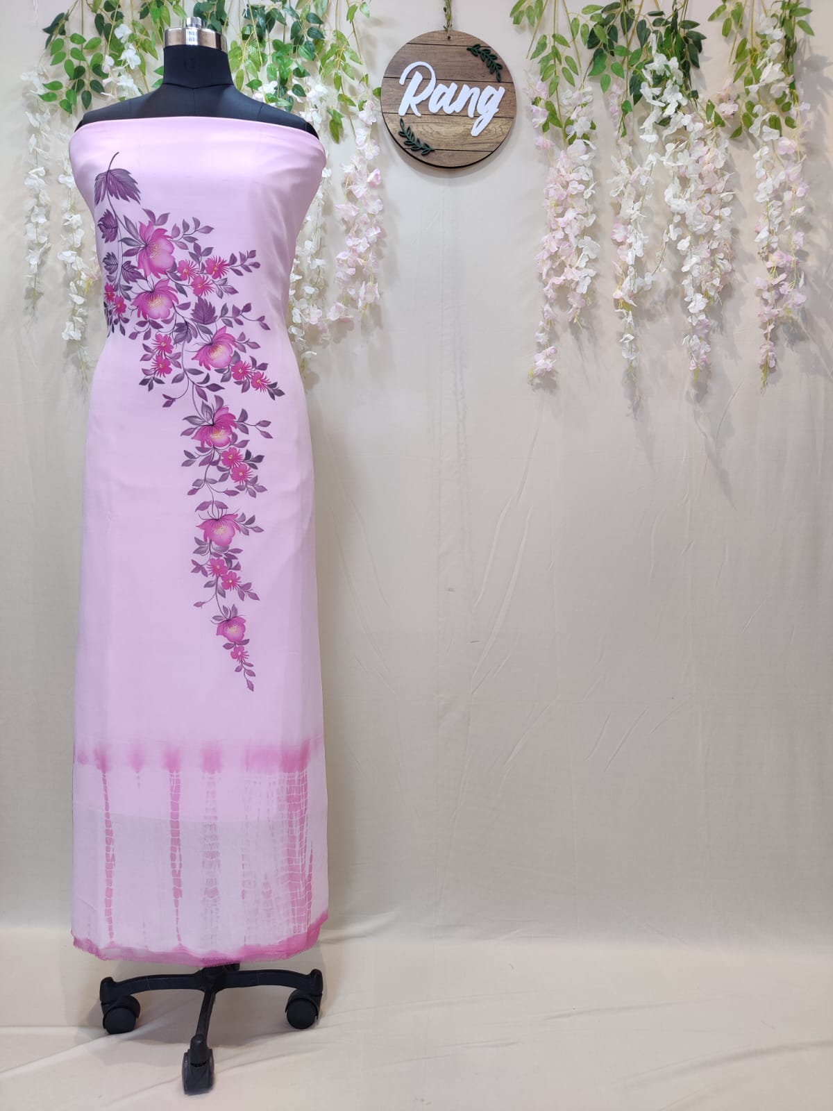 Pastel Pink Georgette Handpainted Suit