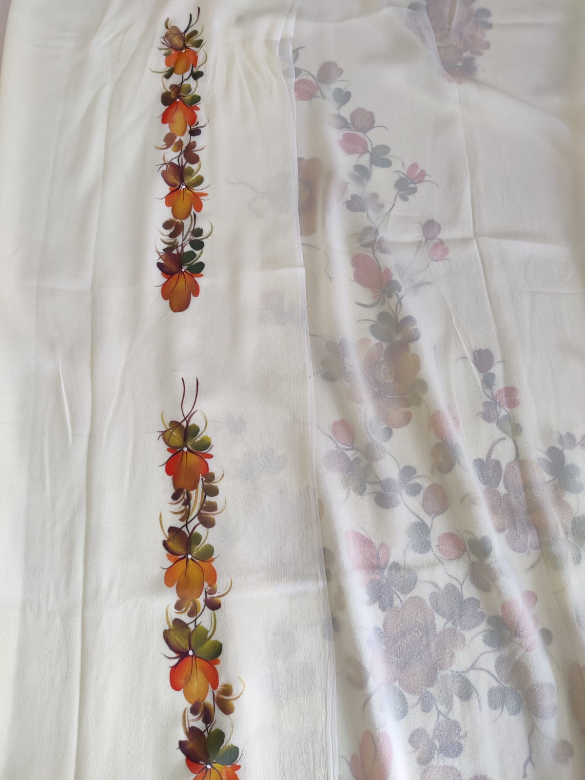 Lemon Yellow Georgette Handpainted Suit