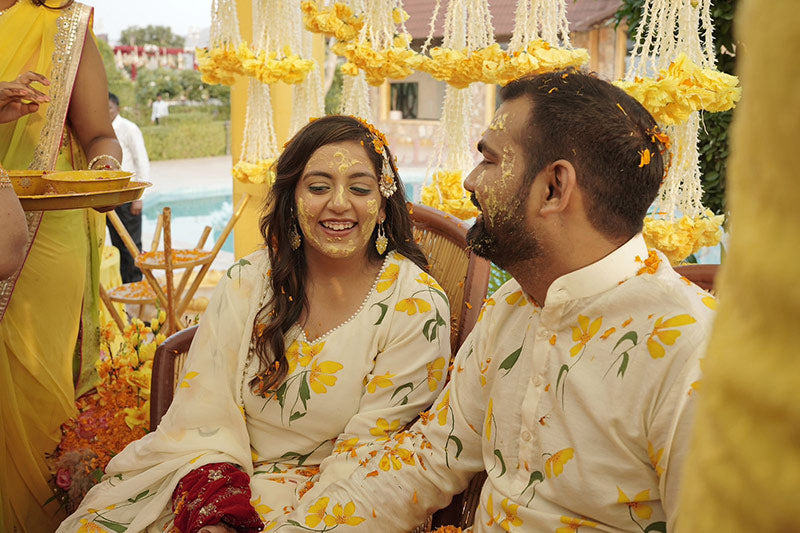 Matching Handpainted Georgette Floral Gharara and Kurta Set