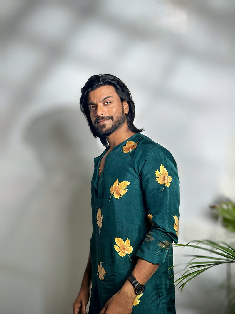 Matching Hand-Painted Silk Organza Saree and Kurta Set