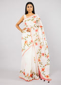 Graceful White Chanderi Saree with Tassel Pallu