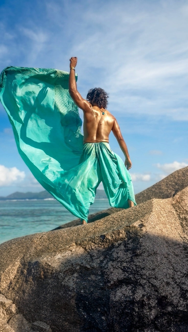 Aqua green Natural Crepe Mermaid Saree