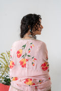 Hand-painted and Handembroiderd Powder Pink Silk Organza Magnolia Lehenga